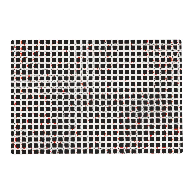 Black White Red Abstract Pattern Chic Placemat (Front)