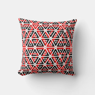 Black,white, red abstract pattern solid back throw pillow