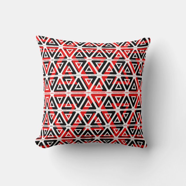 Black,white, red  abstract pattern solid back throw pillow (Front)