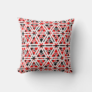 Black,white, red abstract pattern solid back throw pillow