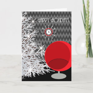 Black White Red Art Christmas Card