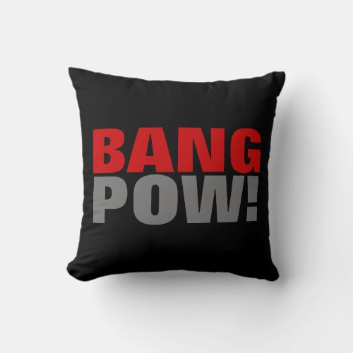 Black White Red Bang Pow Comic Retro Vintage Throw Pillow