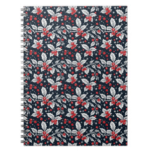 Black White Red Berry Holiday Notebook