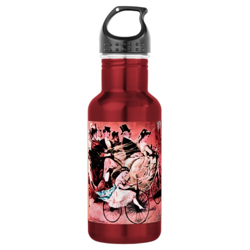 BLACK WHITE RED BICYCLE WEDDING PARTY STAINLESS STEEL WATER BOTTLE