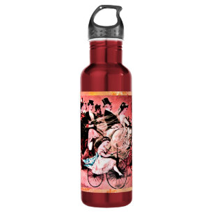 BLACK WHITE RED BICYCLE WEDDING PARTY STAINLESS STEEL WATER BOTTLE