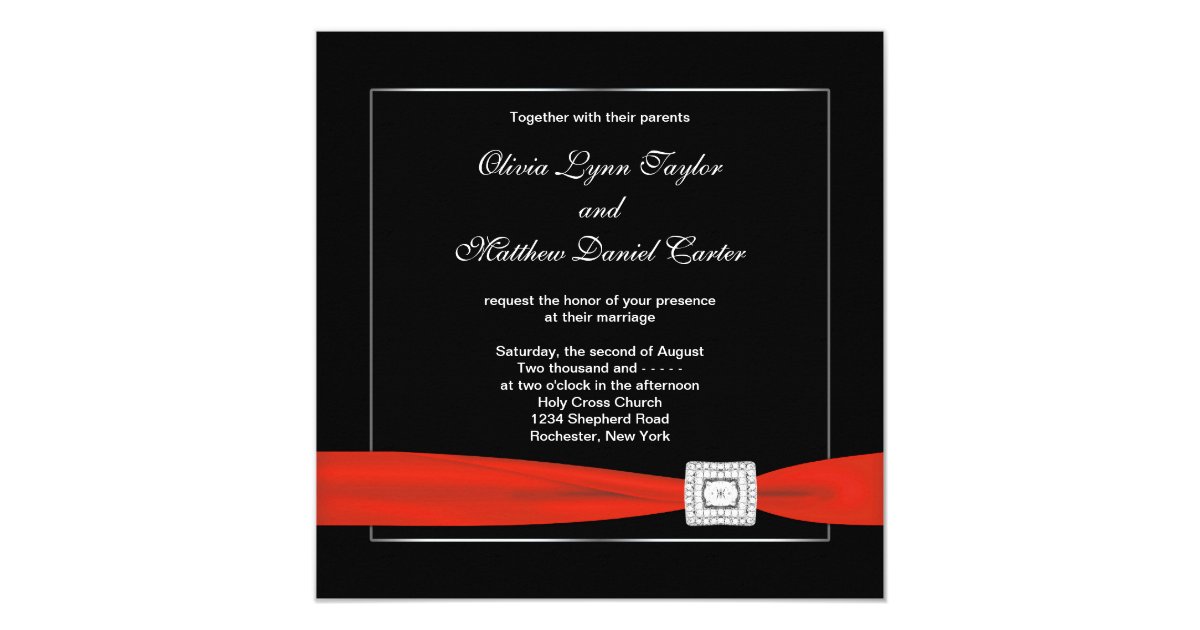 Black White Red Black Wedding Card | Zazzle