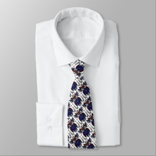 Black White Red Blue Owl Bird Nature Wildlife Art Neck Tie