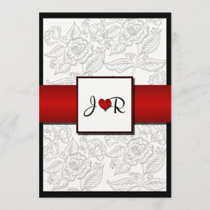 Black White Red Bohemian Posh Wedding Invitation