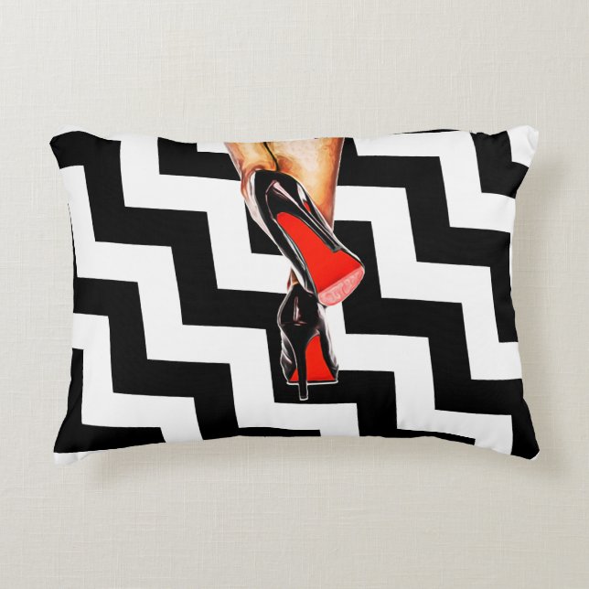 Black White Red Bottom Shoes Heels Pumps Fashion Accent Pillow (Front)