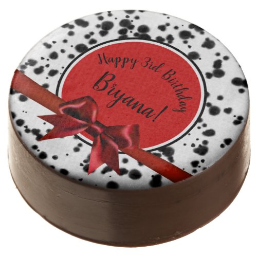 Black White Red Bow Dalmatian Spots Birthday Party Chocolate Covered Oreo