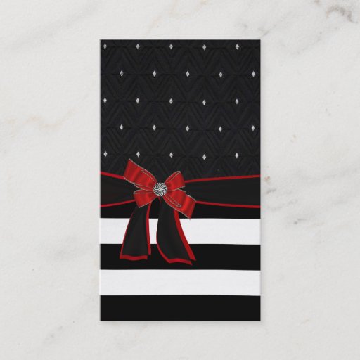 Customizable Black,White,Red,Bow Rhinestone Business Card