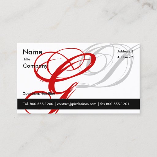 Customizable Black white red business card Monogram A to Z