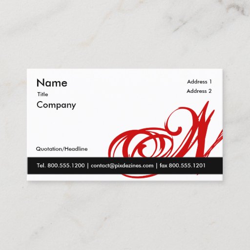 Customizable Black white red business card Monogram A to Z