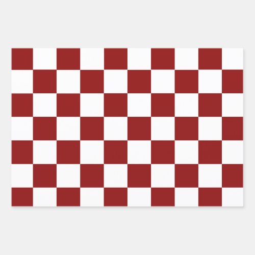 Black White Red Checker Wrapping Paper Sheets