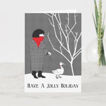 Black White Red Christmas Duck Card by goldersbug at Zazzle