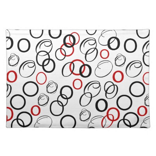 Black White Red Circle Pattern Cloth Placemat