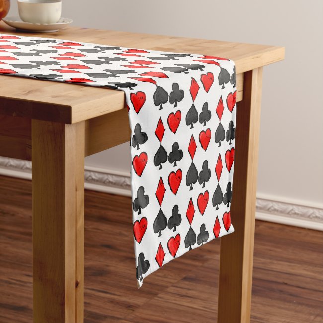 Black White Red Cribbage Pattern Table Runner