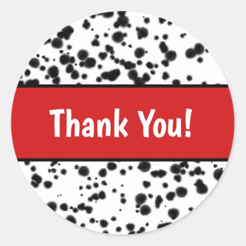 Black White Red Dalmatian Spots Birthday Party Classic Round Sticker