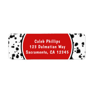 Black White Red Dalmatian Spots Birthday Party Label