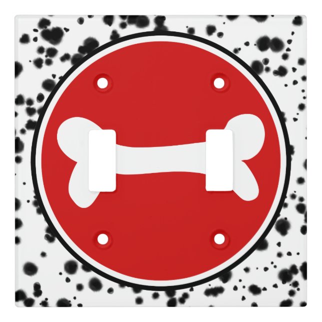Black White Red Dalmatian Spots Birthday Party Light Switch Cover (Front)