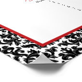Black White Red Damask Hearts Table Seating Poster (Corner)