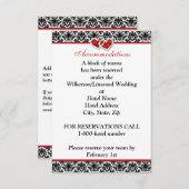 Black White Red Damask, Joined Hearts Insert Card (Front/Back)