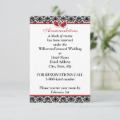 Black White Red Damask, Joined Hearts Insert Card (Standing Front)