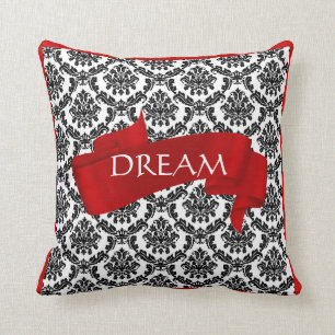 Black,White & Red Damask Pillow 2 SPLIT SIDES