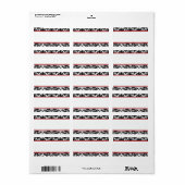 Black White Red Damask Print-At-Home Label (Full Sheet)