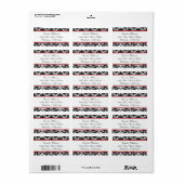 Black White Red Damask Return Address Label (Full Sheet)