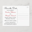 Black, White, Red Damask Save the Date Postcard