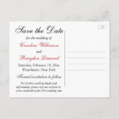 Black, White, Red Damask Save the Date Postcard (Back)