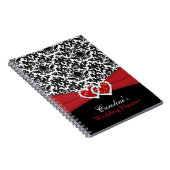 Black White Red Damask Wedding Planner Notebook (Right Side)