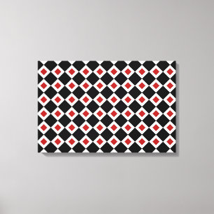 Black, White, Red Diamond Pattern Canvas Print