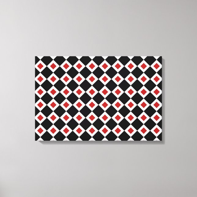 Black, White, Red Diamond Pattern Canvas Print (Front)