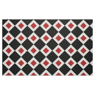 Black, White, Red Diamond Pattern Geometric Fabric