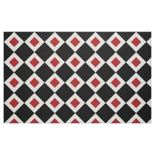 Black White Red Diamond Pattern Geometric Fabric