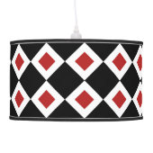 Black, White, Red Diamond Pattern Hanging Lamp (Left)