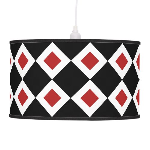 Black White Red Diamond Pattern Hanging Lamp