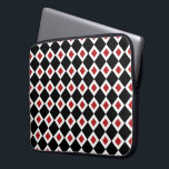 Black, White, Red Diamond Pattern Laptop Sleeve<br><div class="desc">A stylish graphic pattern of interlocking black and white diamond shapes. Each white diamond contains a small red diamond adding depth to the original design. 


 Digitally created image. 
 Copyright © 2013 Claire E. Skinner. All rights reserved.</div>