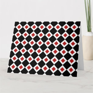 Black, White, Red Diamond Pattern Letterpress Thank You Card