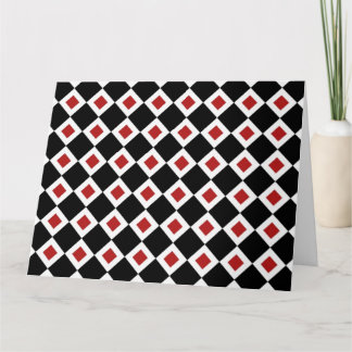Black, White, Red Diamond Pattern Letterpress Thank You Card