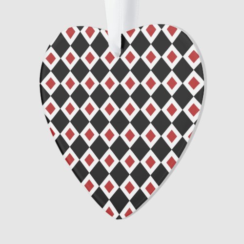 Black White Red Diamond Pattern Ornament