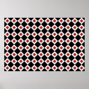 Black, White, Red Diamond Pattern