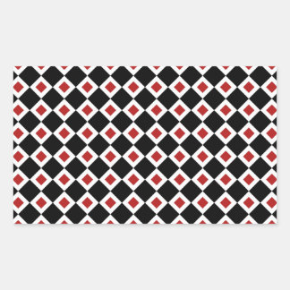 Black, White, Red Diamond Pattern Rectangular Sticker