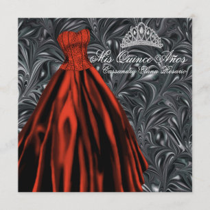 Black White Red Dress Black Red Quinceanera Invitation