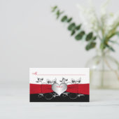 Black, White, Red Floral, Heart Placecard (Standing Front)
