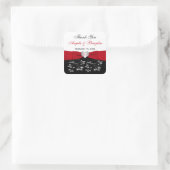 Black White Red Floral Heart Wedding Favor Sticker (Bag)