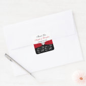 Black White Red Floral Heart Wedding Favor Sticker (Envelope)
