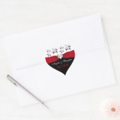 Black White Red Floral Heart Wedding Favor Sticker (Envelope)